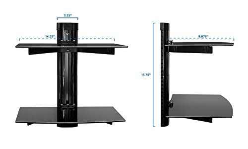 Floating Wall Mounted Shelf Bracket Stand for AV Receiver, Component, 2-shelf