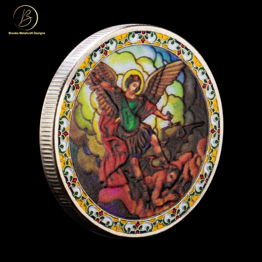 Christian St Michael Prayer Silver Challenge Coin