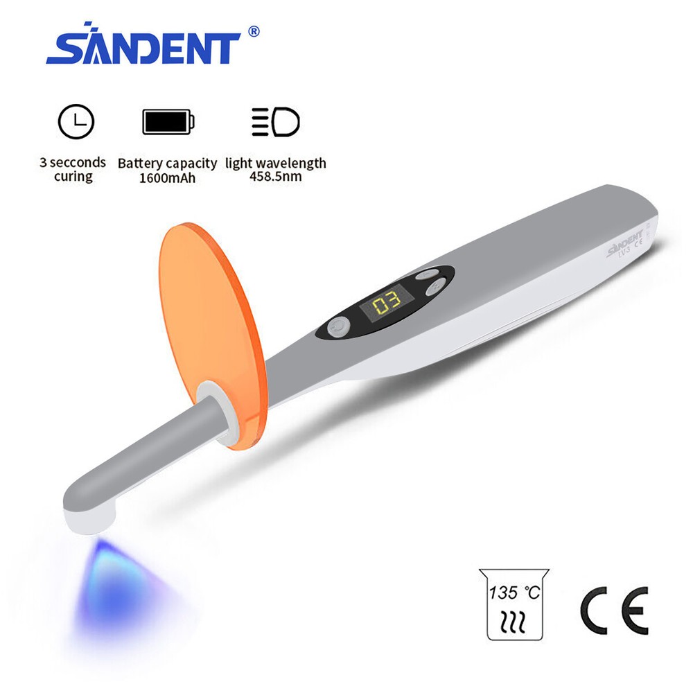 Dental LED Light Cure Lamp Cordless 3Second Fast Curing Light 2 Modes LV3