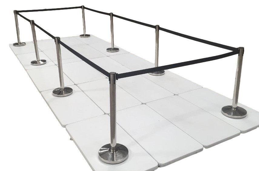 (8) Pack of Retractable Crowd Control Barrier Posts / Stanchions 6'6" Strap