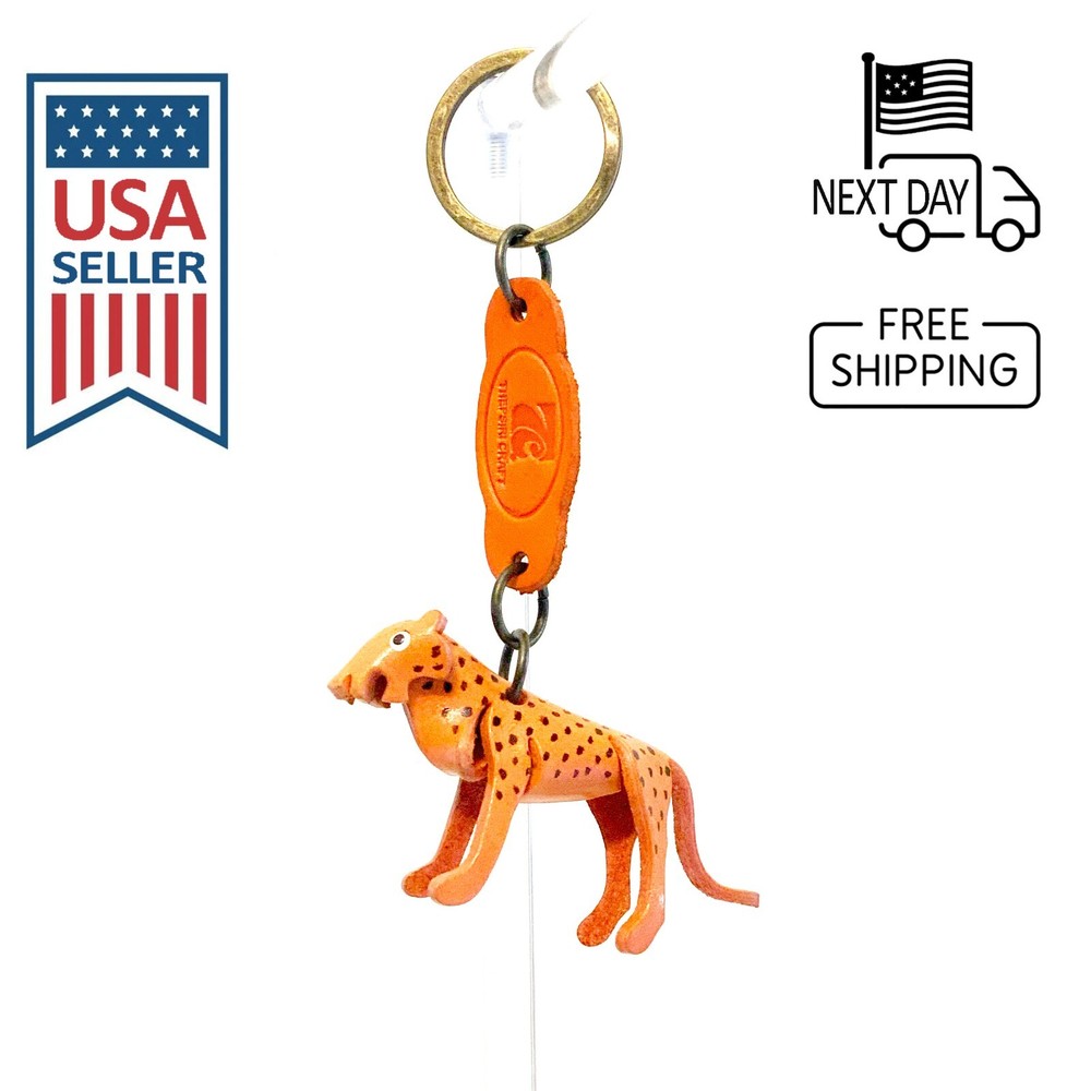 Cheetah Handmade Leather Keyring