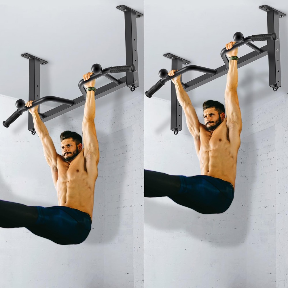 32" Ceiling Mounted Pull up Bar - Heavy Duty, Highly Adjustable, Multifunctional