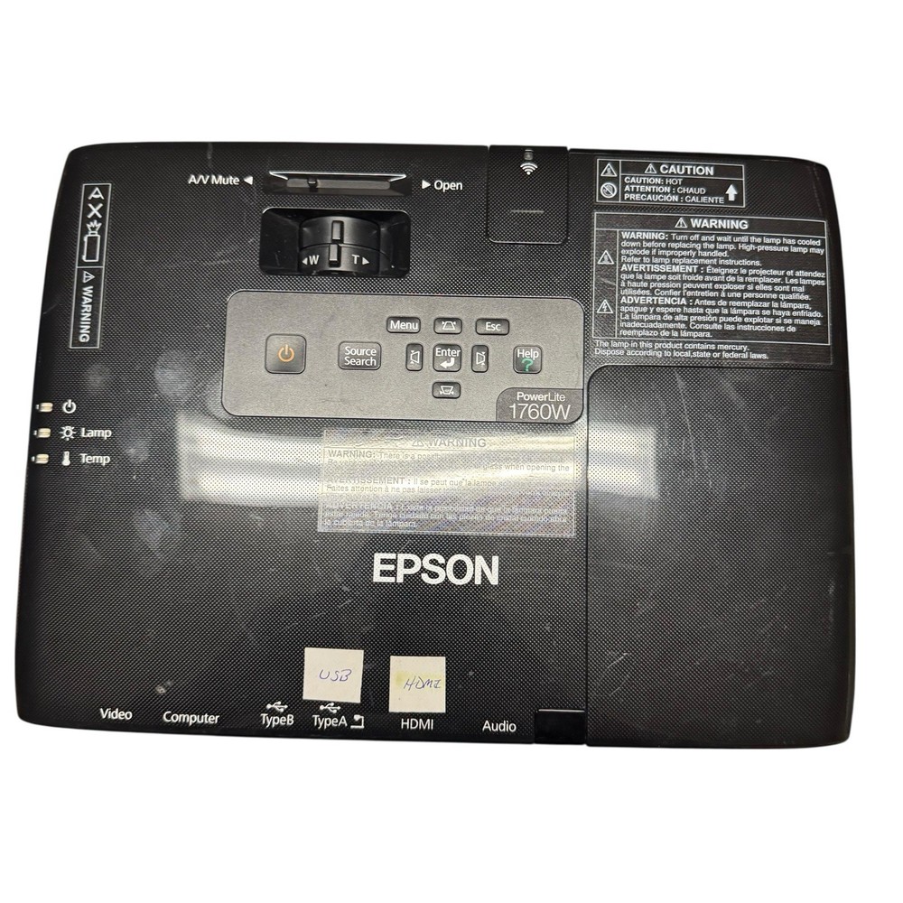 Epson PowerLite 1760W Tv LCD Projector H361A 710 hours