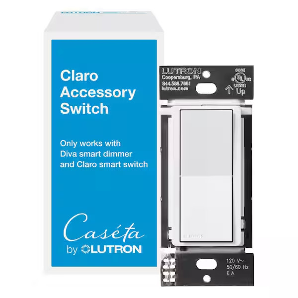 Claro Smart Accessory Switch, Only for Use with Diva Smart Dimmer Switch/Claro S