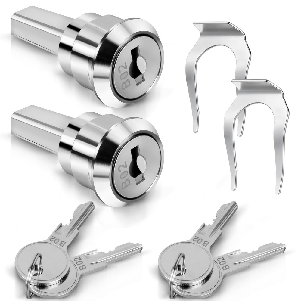 A Set Silver Universal Stainless Toolbox Locks with Keys, Iron 2 Pack