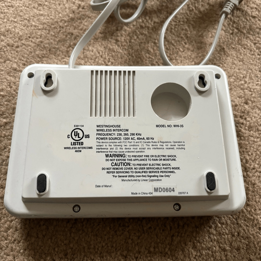 Westinghouse Wireless Intercom Model No. WHI-3S *Works*