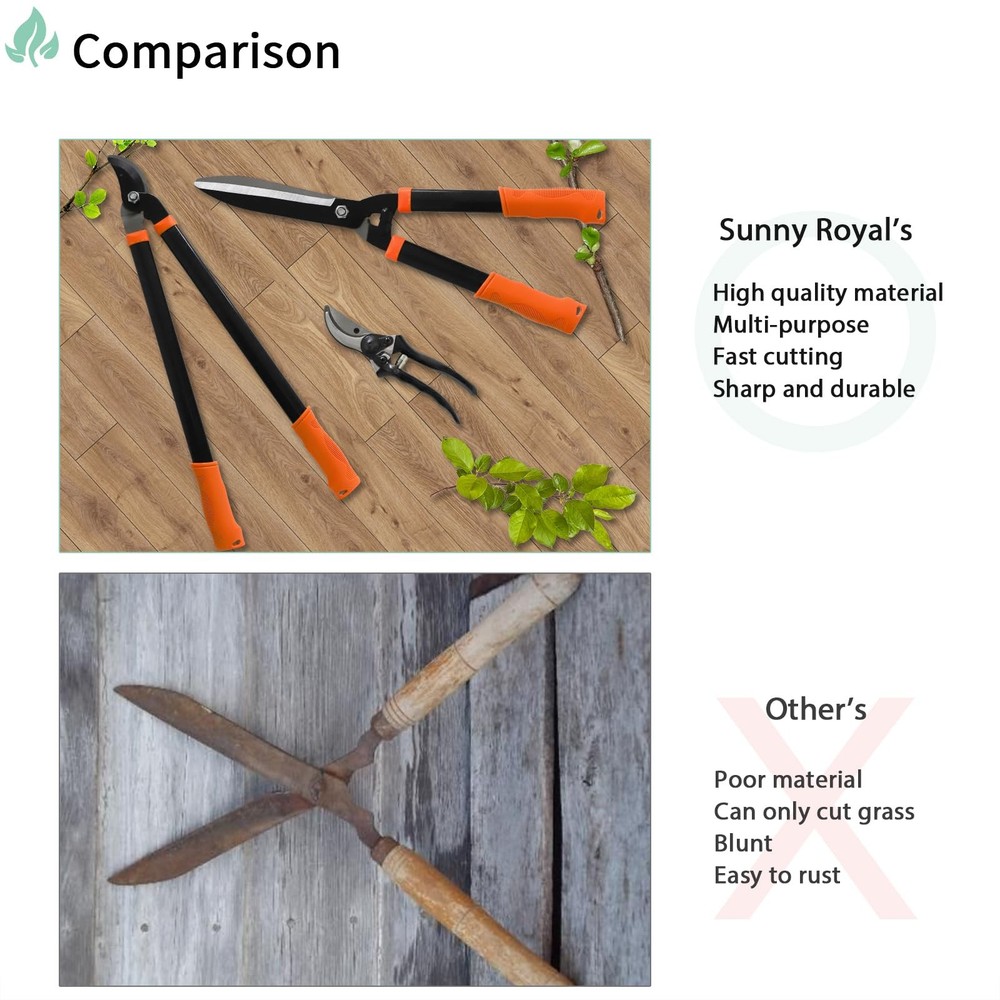 3 pieces Garden Tools Set - Lopper & Pruning Shear & Tree Trimmer Pruner for ...