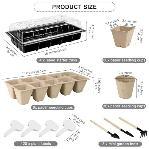 193 Pack Seed Starter Kit Including Seed Starter Tray Peat Pots for Seedlings