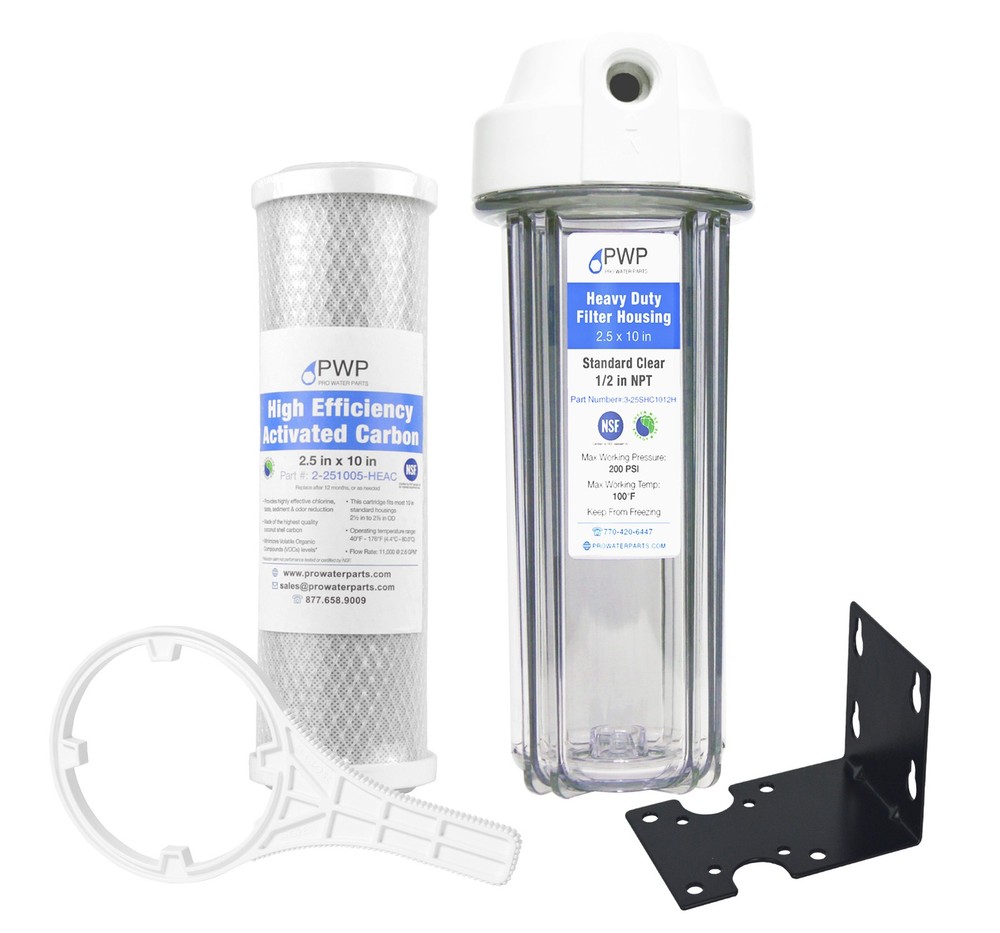 Clear RV Filter Housing with High Efficiency Activated Carbon Filter 2.5X10"