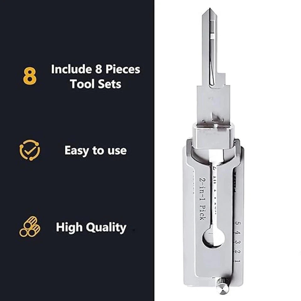 Key Decoder 2 In 1 Portable Lock Picking Set Hook And Pickup Tool Kit Ergonomic