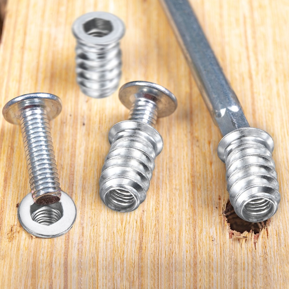 40-Pack Threaded Inserts, 5/16-18x15mm Nuts with A Wrench and Drill Bit [Silver]