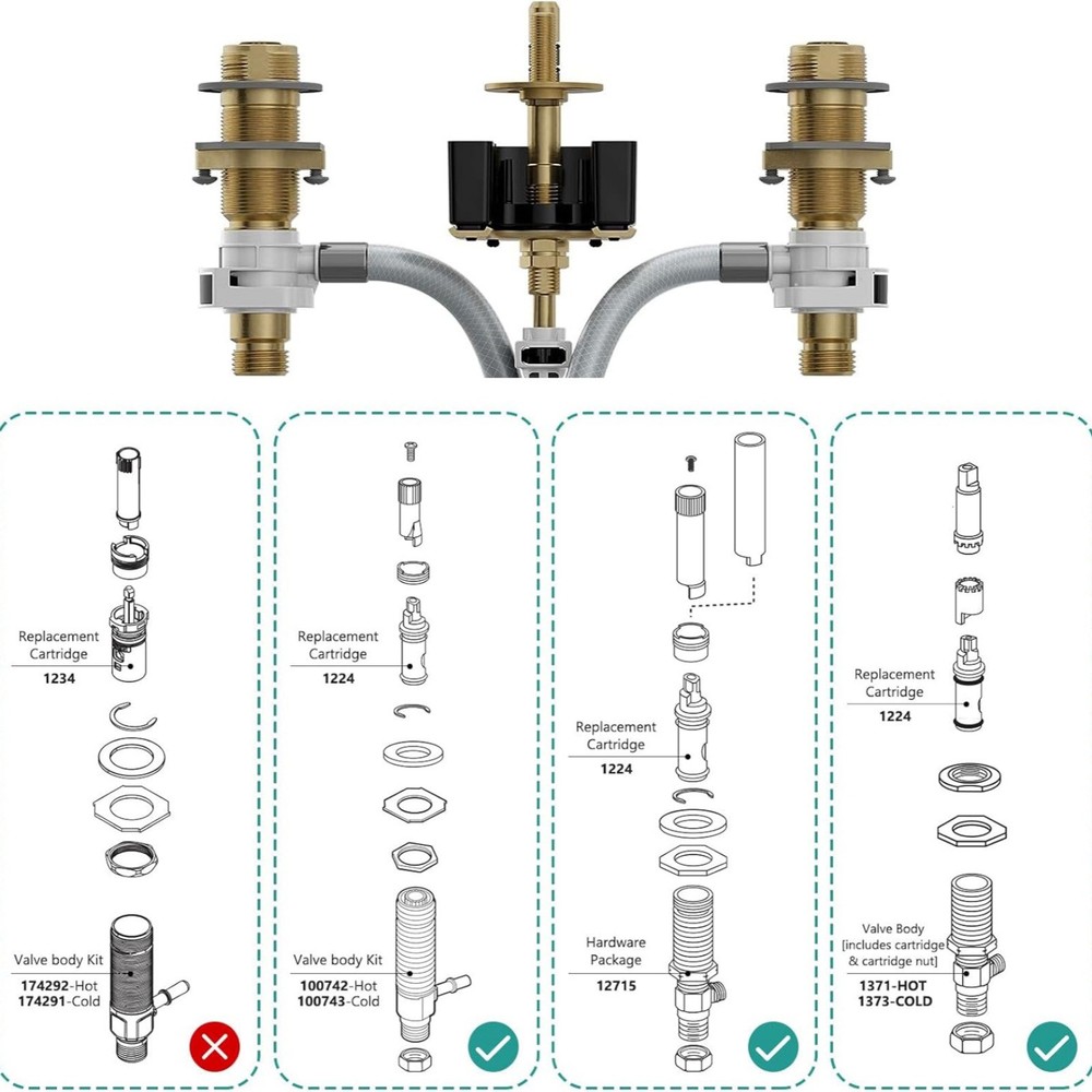 Brand New 2 Pack 1224 Faucet Cartridge for Bathroom Sink Two Handle