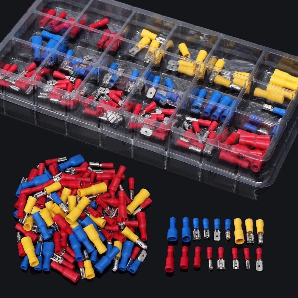 120* Assorted Insulated Electrical Wire Terminal Crimp Connector Spade Kits Set