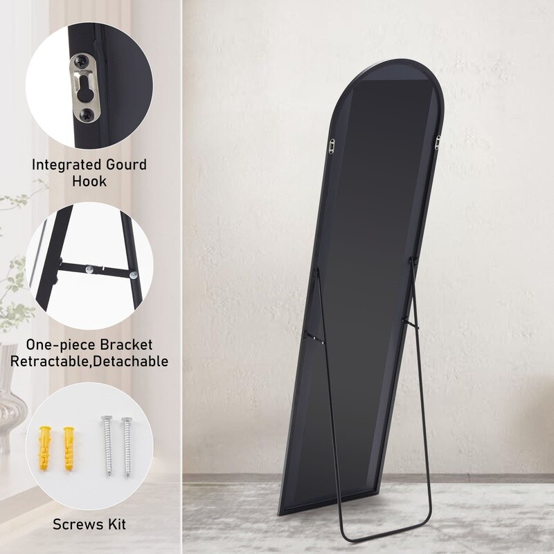 Arched Full Length Floor Mirror HD Imaging Adjustable Standing Wall Mount Mirror