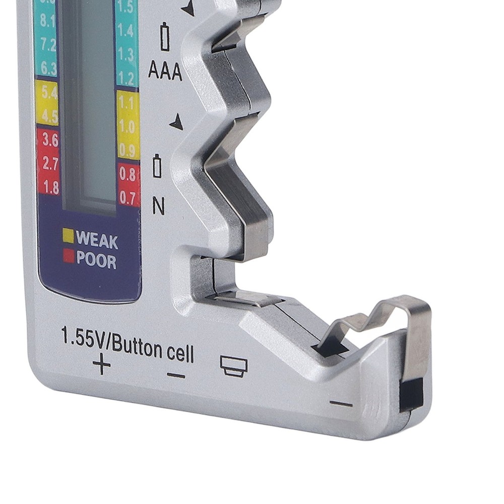 Digital Battery Tester LCD Screen Button Cell Battery Checker Silver