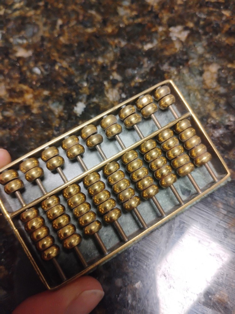 Vintage Miniature Green Marble Base Abacus