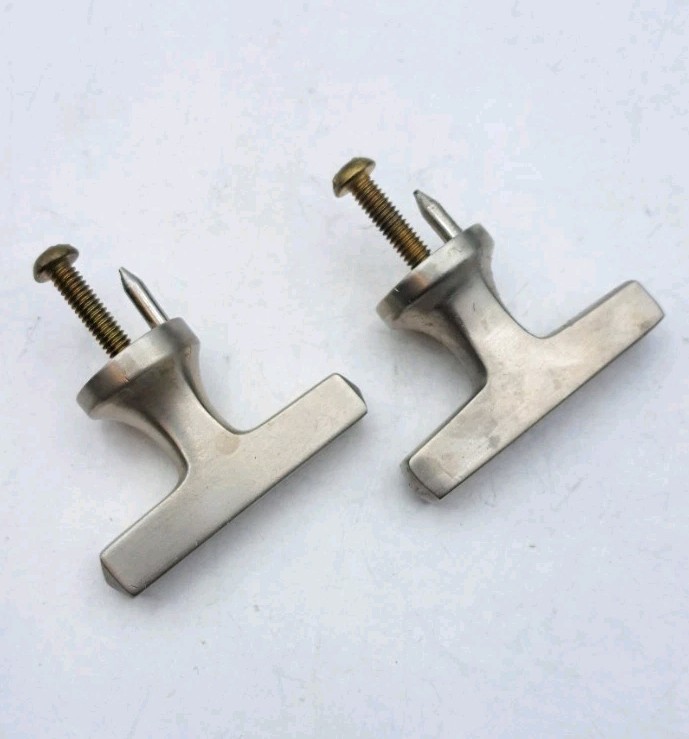 Vintage Pulls Knobs Drawer Handle Deco Crome Old Hardware Lot of 2