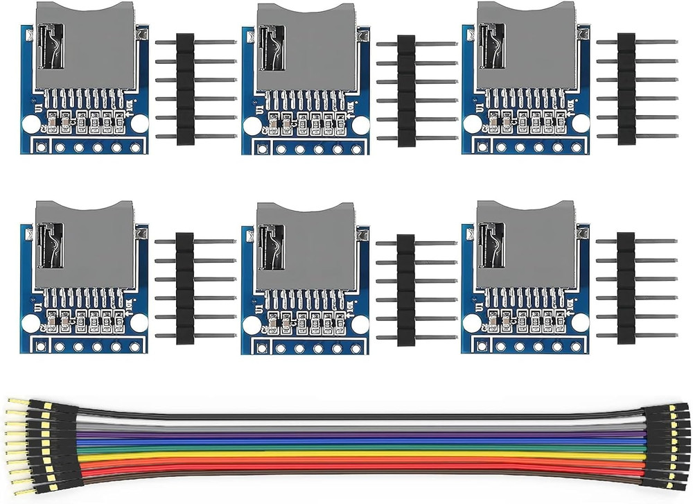 6 Pcs Micro SD TF Card Adapter Mini Reader Module 3.3V 6 Pin SPI Interface Compa