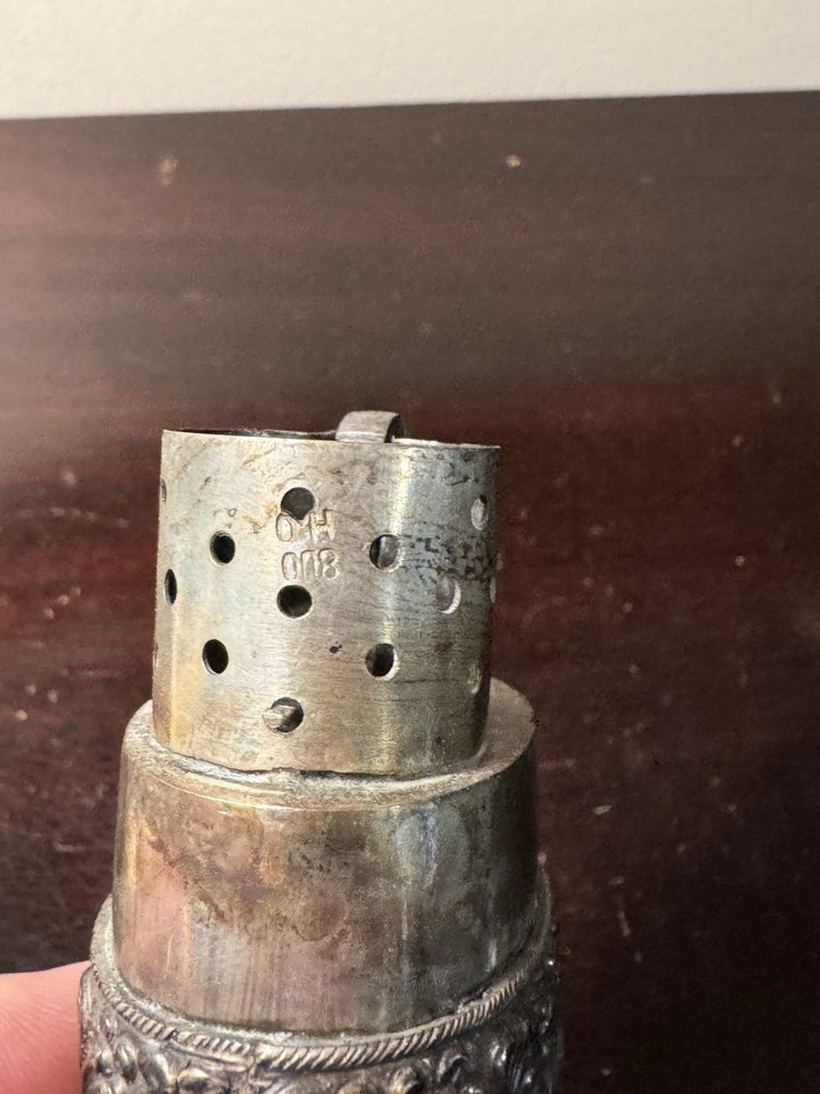 Beautiful Ornate 800 Silver Table Top Lighter!