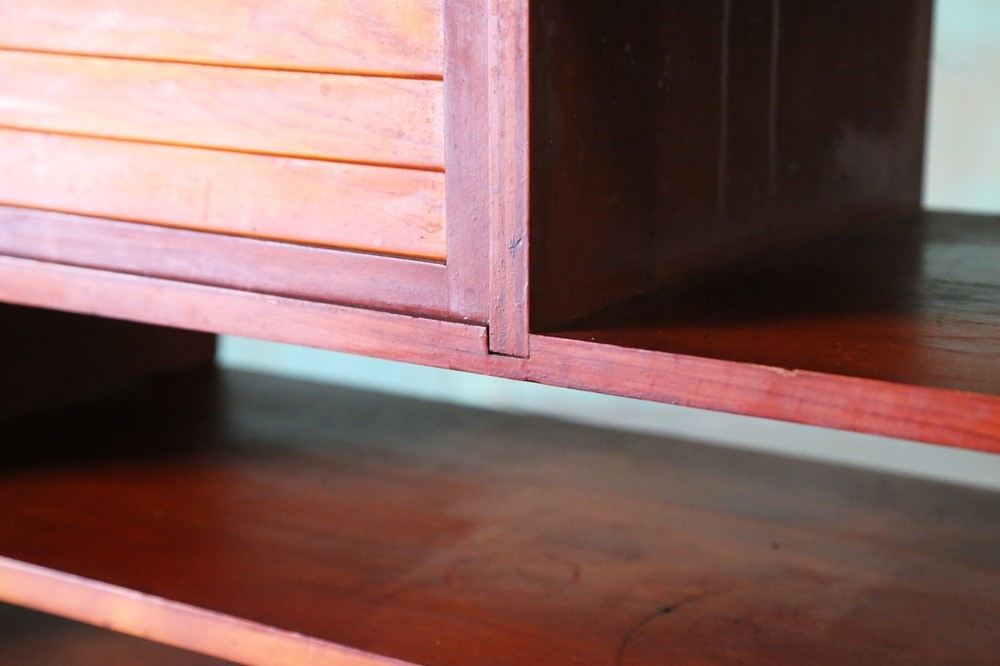 Studio made double sided Console Tables in Pine with Louvered doors -a Pair