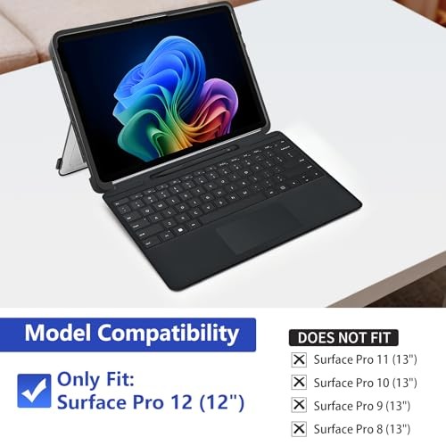 Protective Case for Microsoft Surface Pro 12 inch 2025 | Fall-Resistant Black