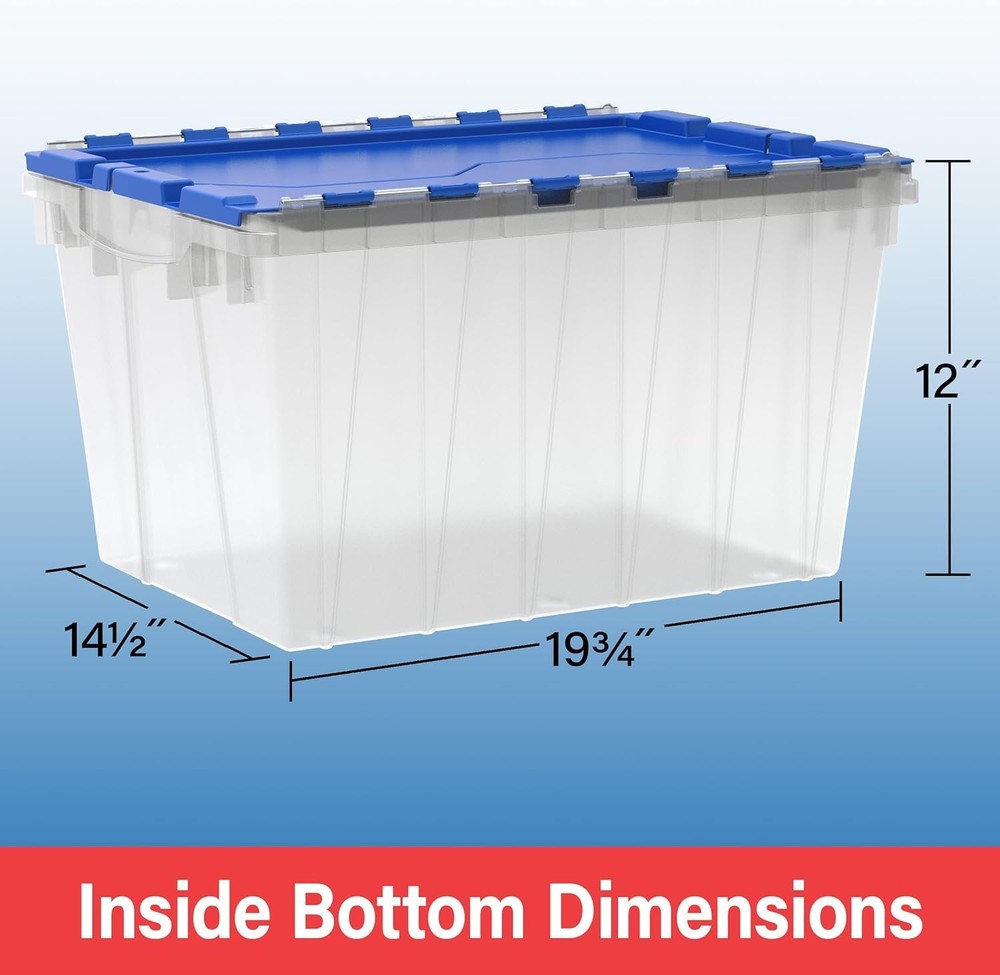 KeepBox 12 Gallon Storage Container, Nesting and Stackable Plastic Storage wi...