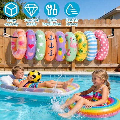 MUOUAKATE Pool Float Storage Holder, 63 Inch Wall Mount Pool Float Organizer