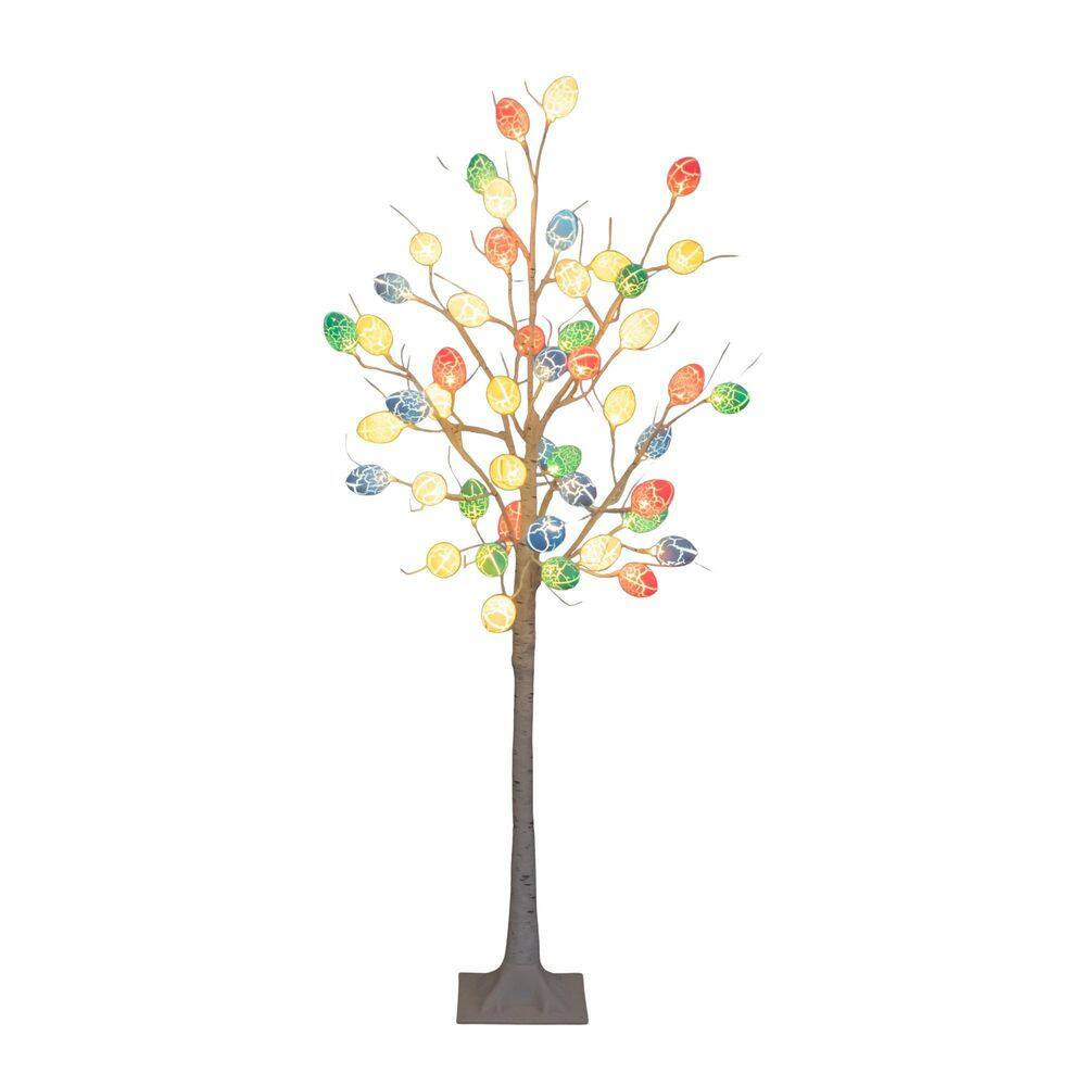 4 Ft. Pre-Lit Artificial Easter Twig Tree with 48 Egg Shaped LED Ornaments