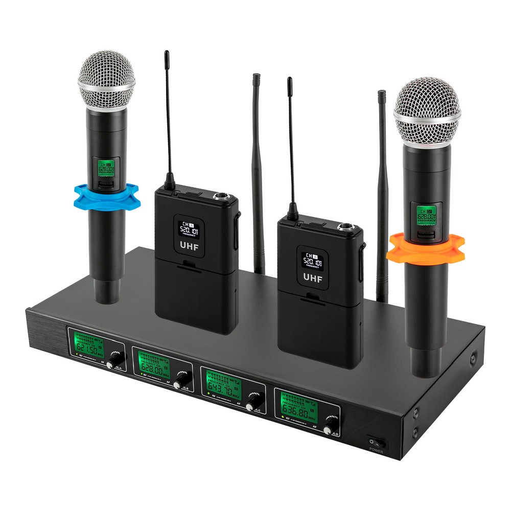 6-8 H Rectangular Cordless Wireless Microphone System 4 Channels for Conference