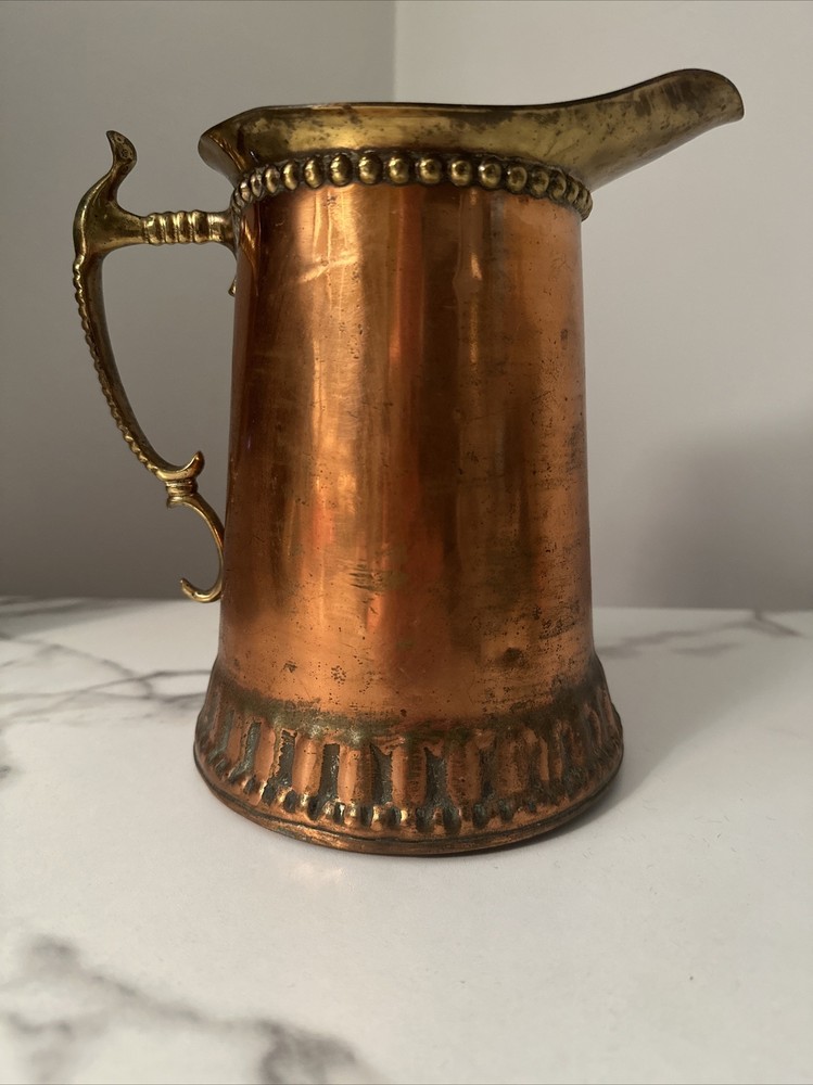 Vintage Copper And Brass Pitcher