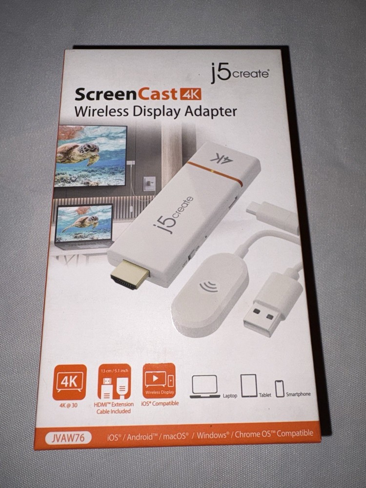 J5 Create ScreenCast 4K Wireless Display Adapter JVAW76 White