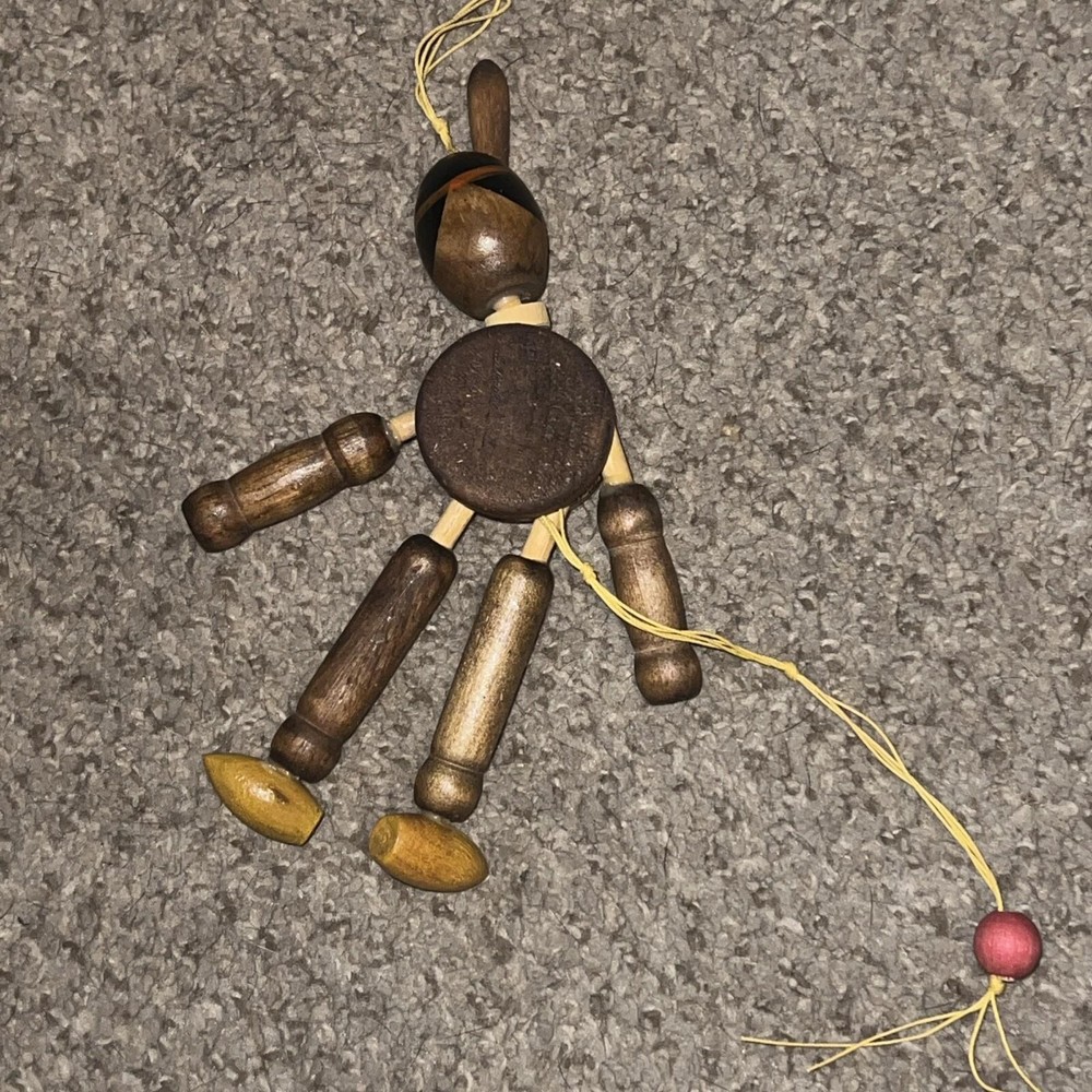 Hand Painted Wood Native American Pull String Jumping Dancing PUPPET ORNAMENT
