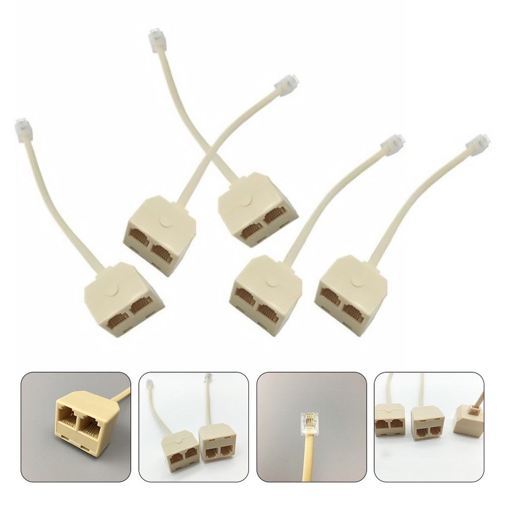 5 Pcs 2 Way Telephone Plug Landline Splitter Adapter Socket