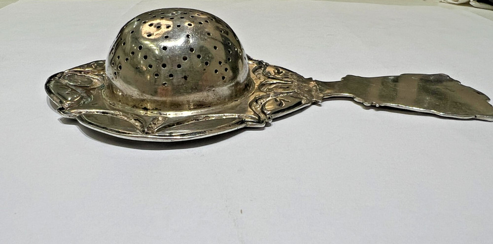 Antique Belle Epoque Silver Tea Strainer 800 Silver Hallmarked on front