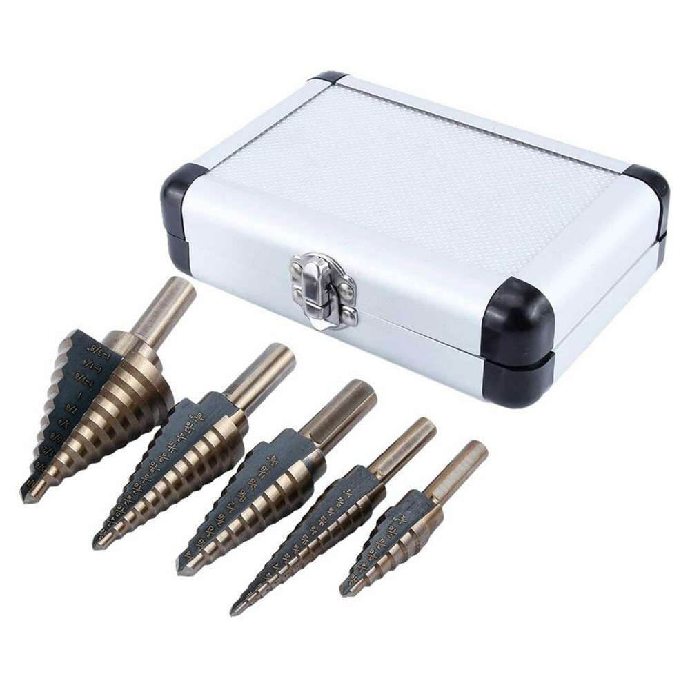 5pcs HSS High Speed Steel Cobalt Titanium Step Unibit Drill Bit Multiple Hole