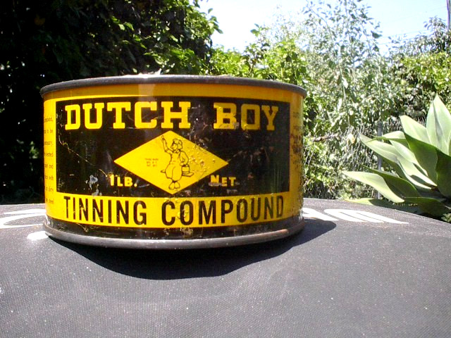 ANTIQUE  DUTCH BOY TINNING COMPOUND EMPTY  TIN CAN.
