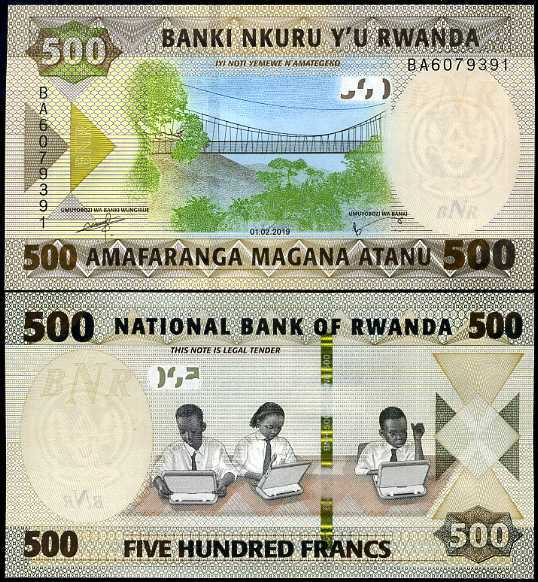 Rwanda 500 Francs 2019 P 42 UNC