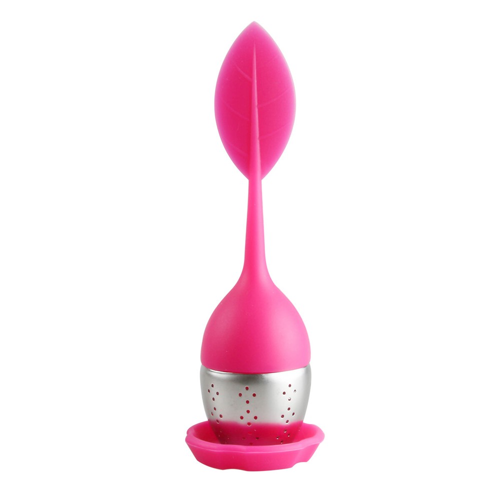 Silicone Tea Strainer Herbal Spice Infuser Filter Stainless Diffuser Purple+Pink