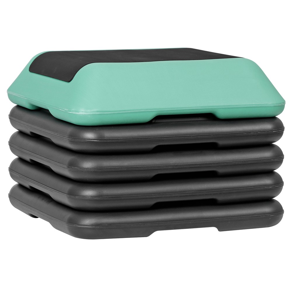 16" Adjustable Aerobic Stepper Exercise Workout Step Platform with 4 Riser Green