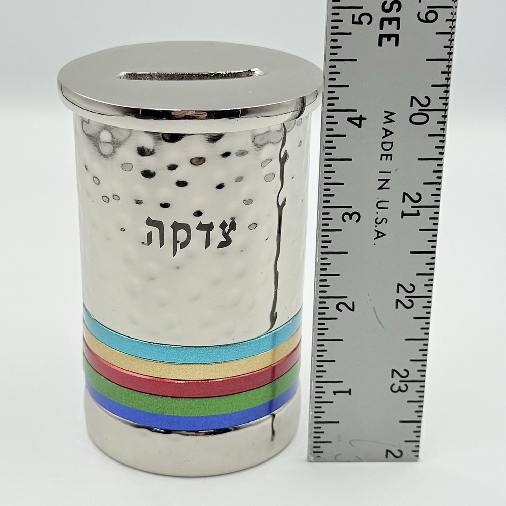 Emanuel Tzedaka Box Hammered Nickel Multicolor Rings Rainbow