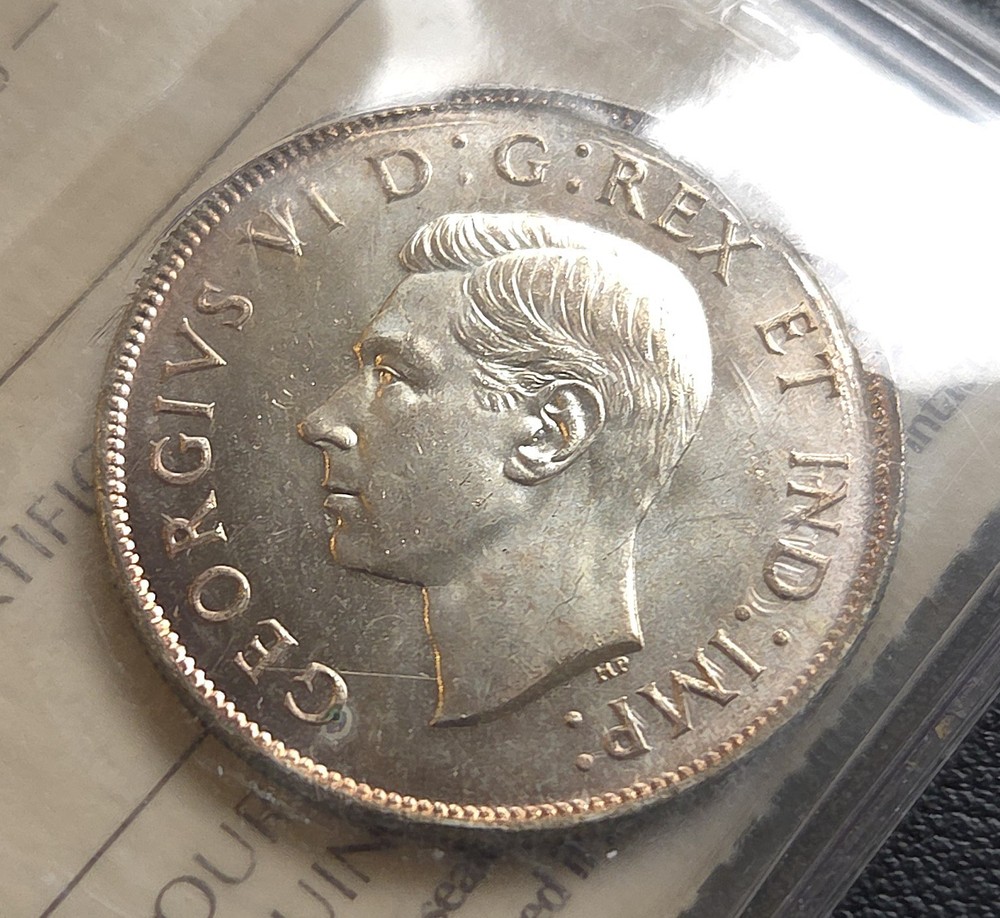1945 Canada Silver 50-Cent Half Dollar ***ICCS Graded MS-64*** Book Value $250