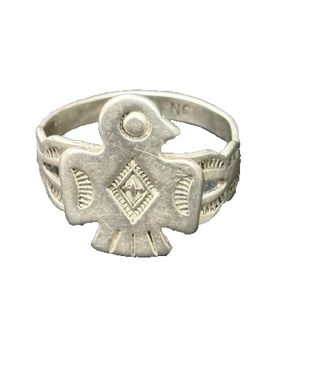 NATIVE AMERICAN 925 STERLING SILVER STYLISED EAGLE RING SIZE 3