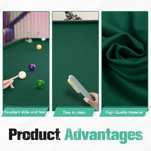 Billiard Pool Table Felt Cloth Replacement Kit with 6 Strips & Staple Remover