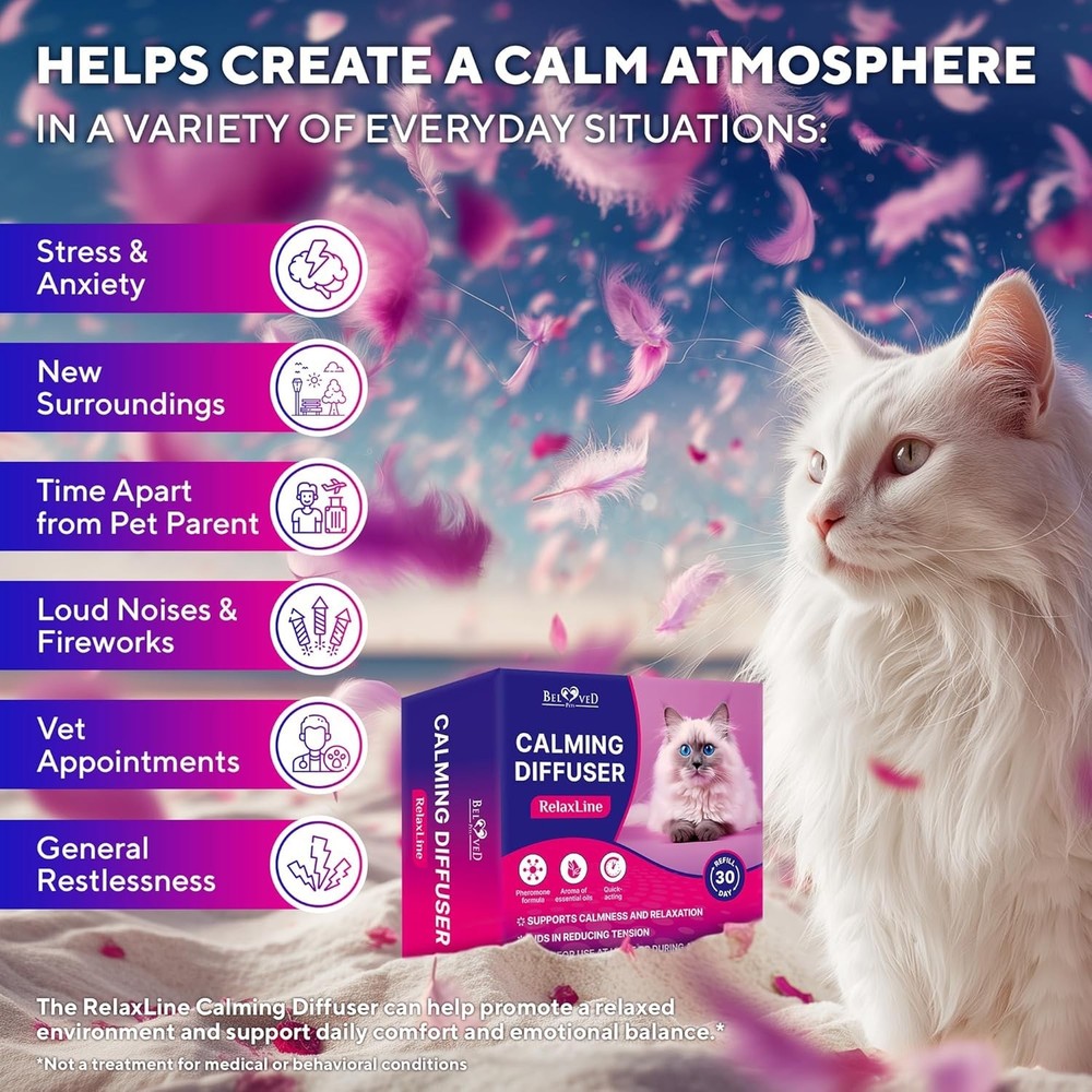 Drug-Free Pet Calming Diffuser - Effective Relief for Cat Anxiety & Aggression