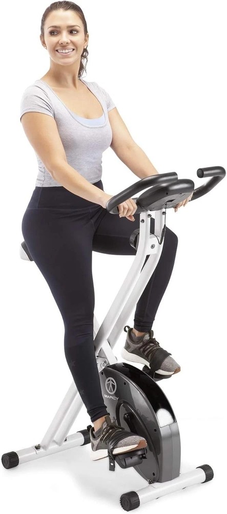 Foldable Upright Exercise Bike with Adjustable Resistance for Home Workouts