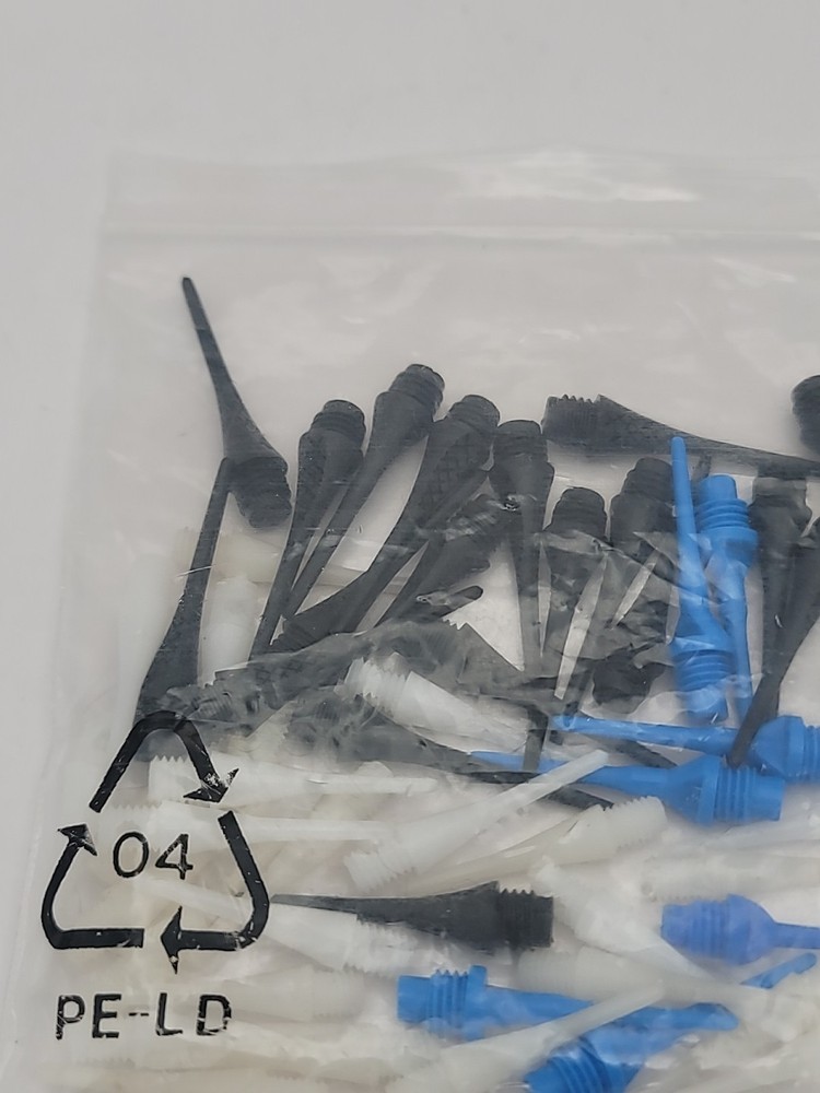 Soft Tip Dart Points Lot 53 Pieces White Blue Black Replacement Tips