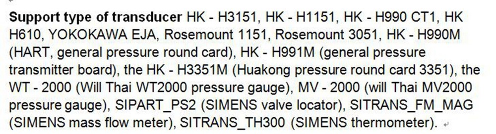 Handheld Digital Field Hart Communicator Conform to HCF Protocol Common Mode 40V