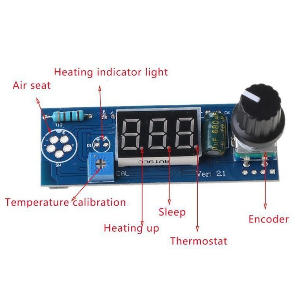 Attemperator PCB Board 6.7x2.5x2.3cm T12 Heating Indicator Light