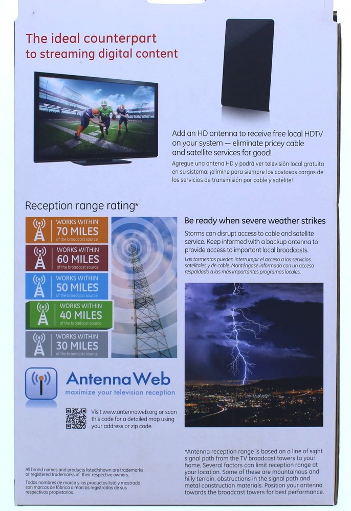 GE Indoor Pro Flat Panel HD Antenna