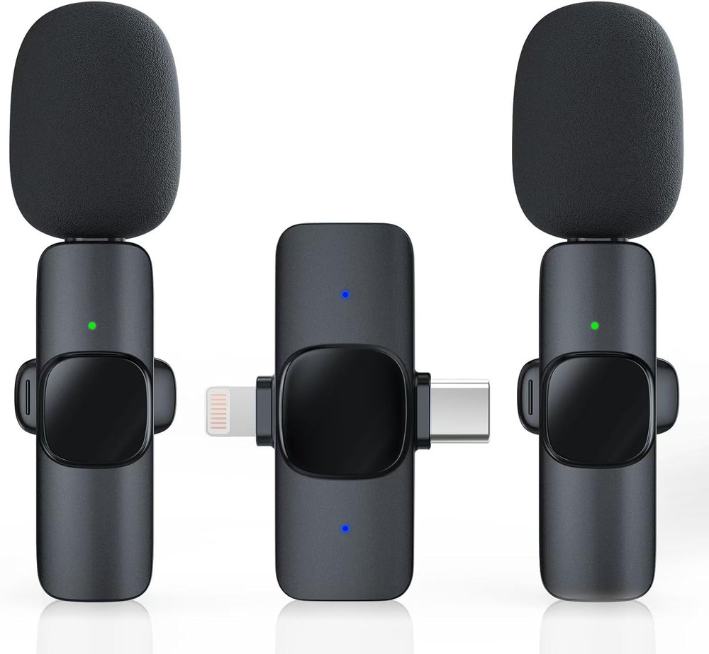 2 Pack Wireless Lavalier Microphone for Iphone/Android Phone